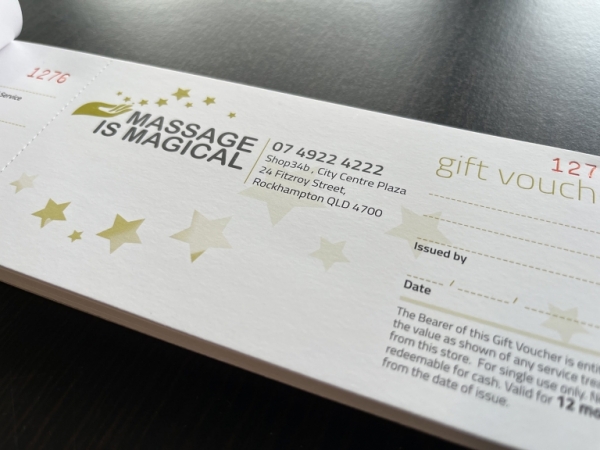Custom Cheque Book Style Gift Vouchers design and print